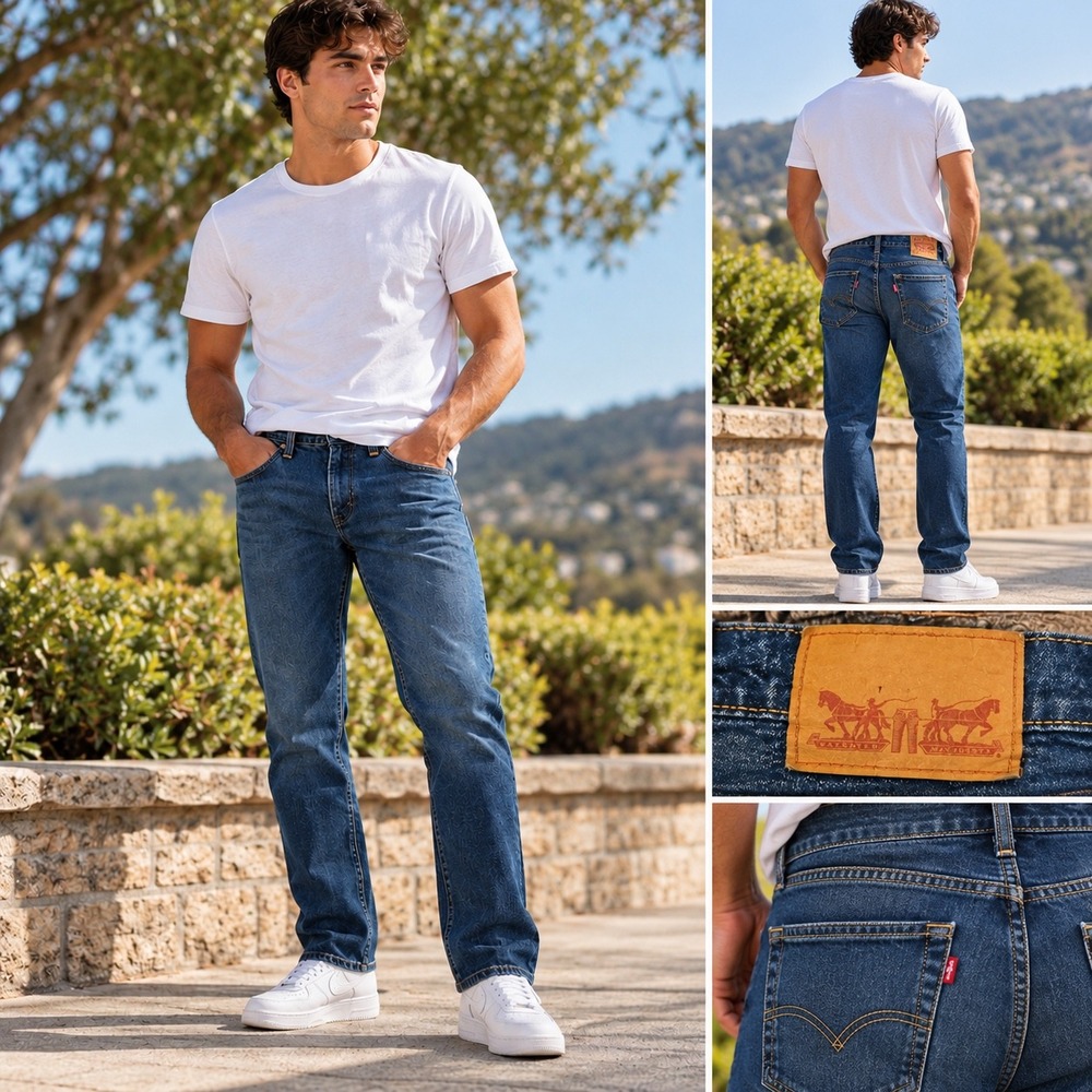 Levis 514 Straight Fit Jeans Mens 32x32 Medium Wash Blue Denim Waterless
